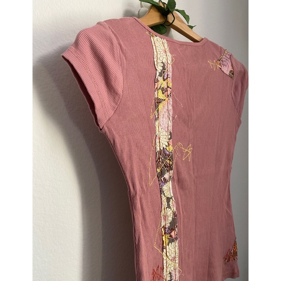 SOLD    Buffalo • Blush Pink Ribbed Patchwork Tee - Picture 10 of 11